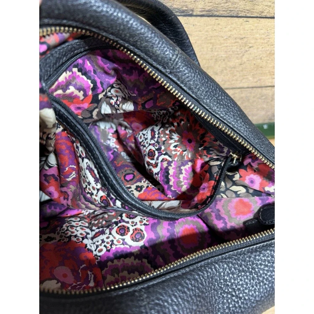 🔥RARE Vera Bradley Hobo Shoulder Bag Black Pebbled Leather Slouchy